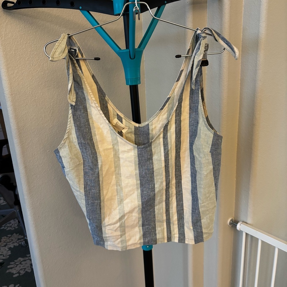 UpWest Blue and Cream Striped Crop Top - Picture 3 of 7